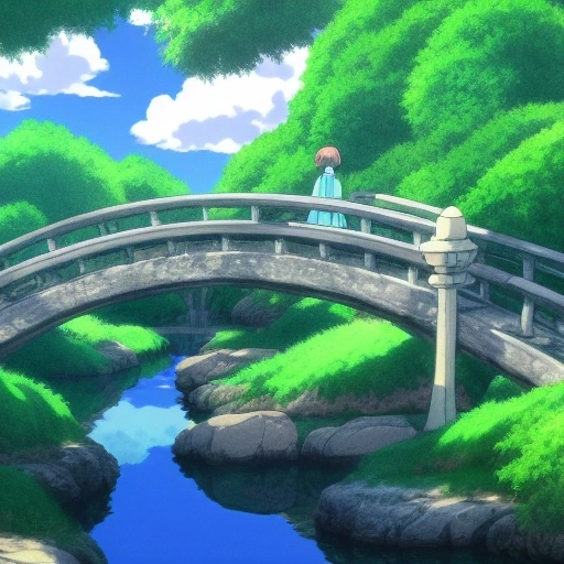 02343-2975722326-4k, high, detailed, painting, anime, hayao miyazaki, studio ghibli, stone bridge over the stream.webp